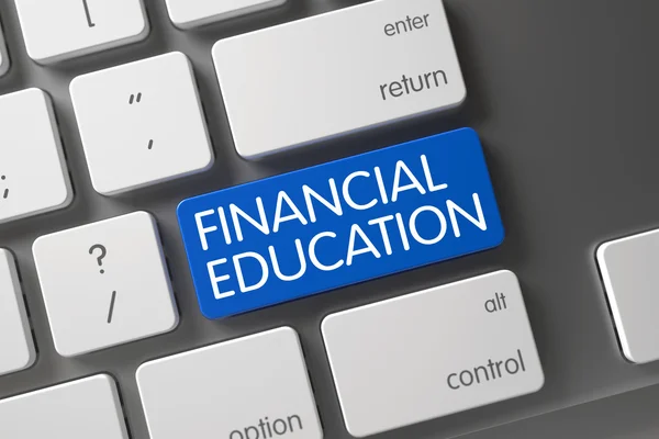 Financial Education CloseUp of Keyboard. 3D. — Stock Photo, Image