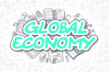 Global Economy - Doodle Green Word. Business Concept. clipart