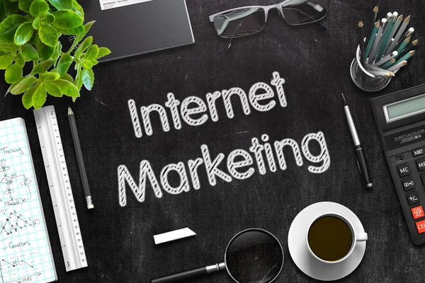 Internet Marketing sulla lavagna nera. Rendering 3D . — Foto Stock