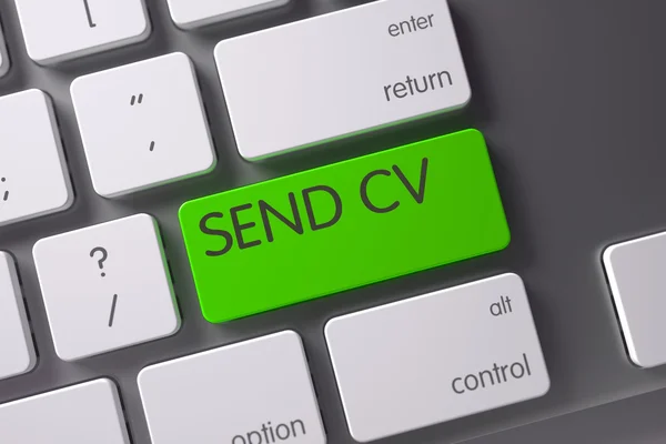 Teclado com chave verde - Enviar CV. 3D . — Fotografia de Stock