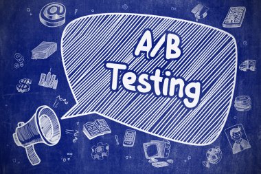 Ab Testi - Mavi Tebeşir Tahtası nda Karikatür İllüstrasyon.