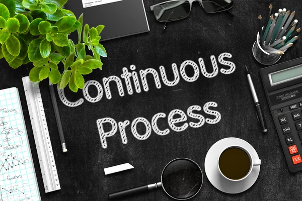 Continuous Process - Text on Black Chalkboard. 3D Rendering. — Stock Photo, Image