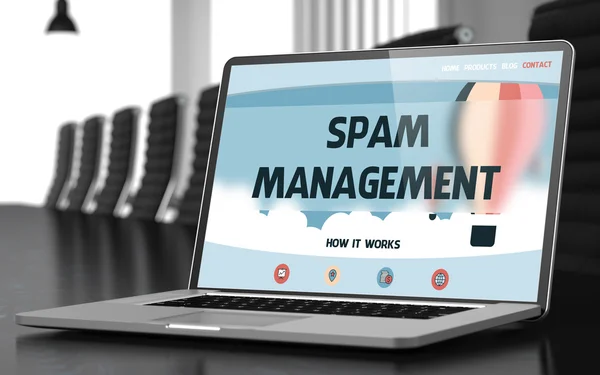 Schermo portatile con concetto di gestione dello spam. 3D . — Foto Stock