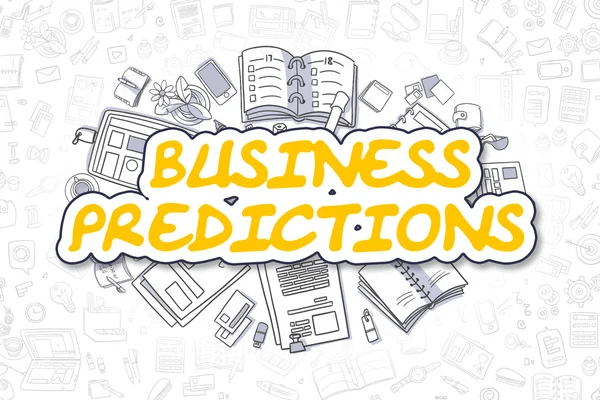 Prognozy biznesowe-Doodle Yellow Text. Koncepcja biznesowa. — Zdjęcie stockowe