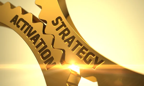 Strategy Activation on the Golden Cog Gears. 3D. — Stock Photo, Image