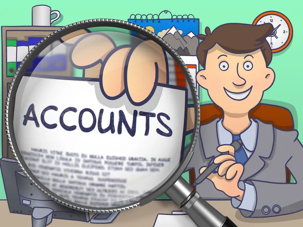 Accounts through Magnifier. Doodle Concept. — Stock Photo, Image