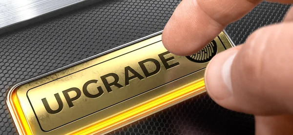 Upgrade - Bericht op de Gold Keyboard Key. 3D. — Stockfoto