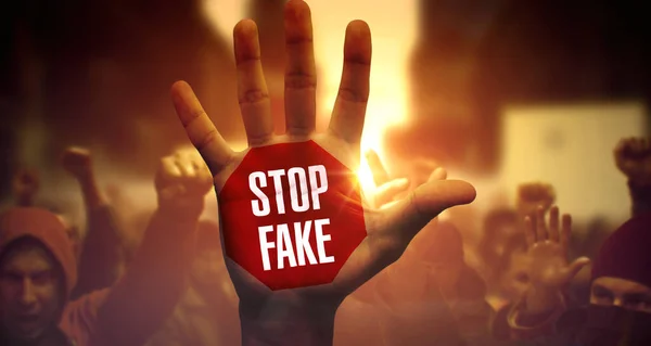 Stop Fake - Crowd of Diverse People on Demonstration.