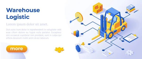 WAREHOUSE LOGISTICS - Modelo de layout de banner para site e desenvolvimento de sites móveis. —  Vetores de Stock