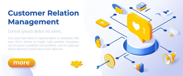 Gestion de la relation client - Modèle de mise en page de bannière pour le développement de site Web et de site Web mobile. — Image vectorielle