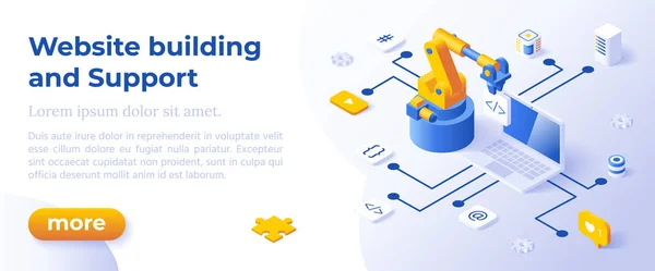 Costruzione di siti Web - Modello di layout banner per lo sviluppo di siti Web e siti Web mobili. — Vettoriale Stock