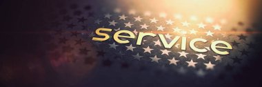SERVICE - Yıldızlı Bulanık Karanlık Arkaplan Üzerine Lüks Altın Kelime.