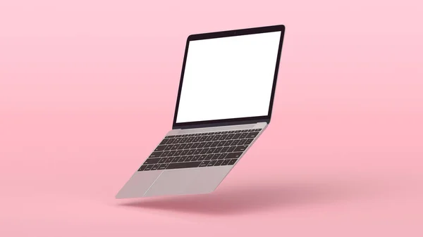 Maquette d'ordinateur portable moderne avec écran blanc. — Photo