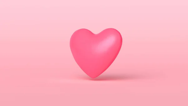 Cute 3D Red Heart on Pink Background. — Stock Photo, Image