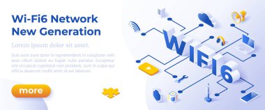 WI-FI 6 Üretim - Web Sitesi ve Mobil Web Sitesi Geliştirme için Sancak Düzeni Şablonu.