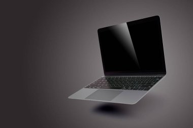 Siyah Ekranlı Modern Dizüstü Bilgisayarın Modeli.