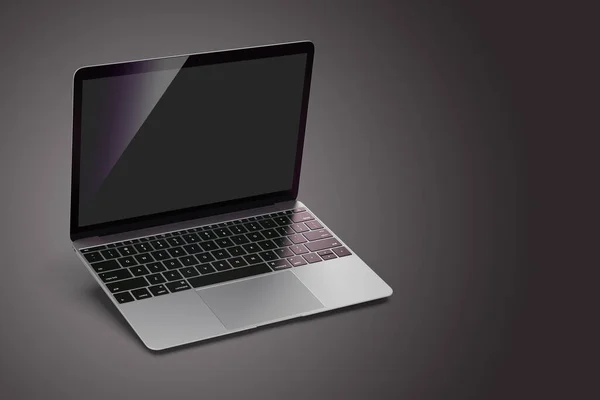 Mockup van moderne laptop met zwart scherm. — Stockfoto