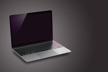 modern dizüstü bilgisayar ile siyah ekran.