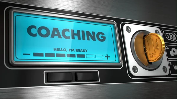 Coaching op weergave van vending machine. — Stockfoto