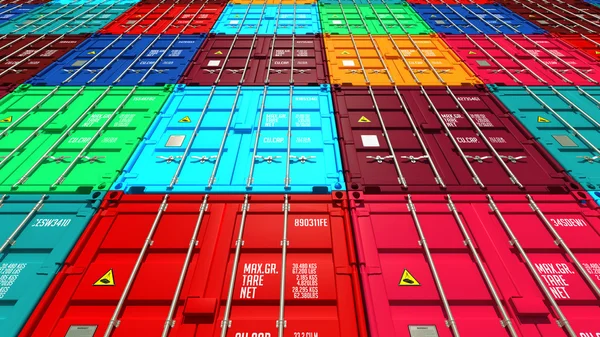 Un montón de contenedores de carga de colores . —  Fotos de Stock