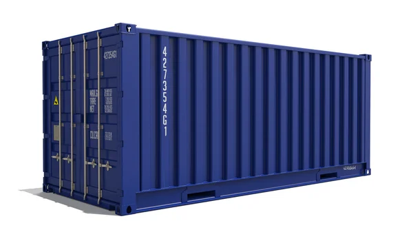 Blauwe 3D-container geïsoleerd op wit. — Stockfoto