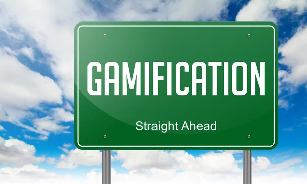 Gamification on Highway Signpost. — Stock Photo, Image