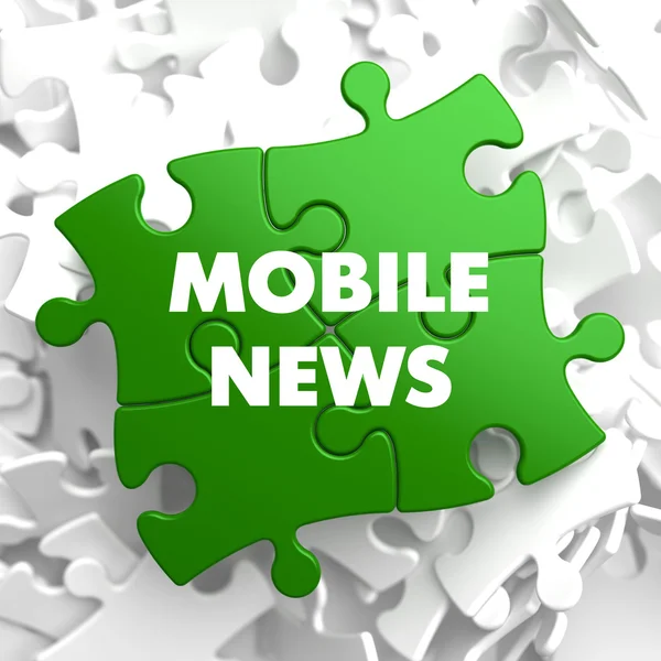 Mobile News on Green Puzzle. — Stock Photo, Image