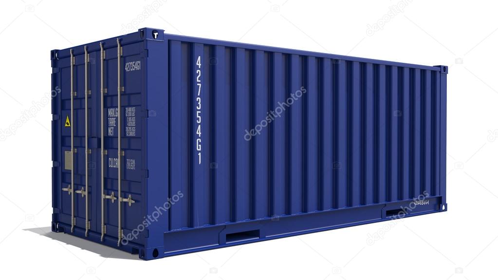 Blue 3d Container Isolated on White.