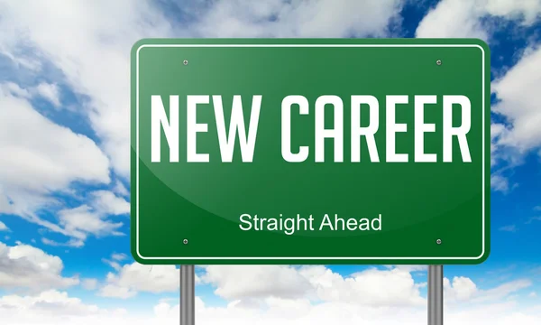 New Career on Green Highway Signpost. — Stock Photo, Image