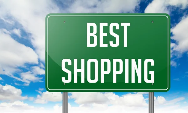 Best Shopping on Green Highway Signpost. — Stock Photo, Image