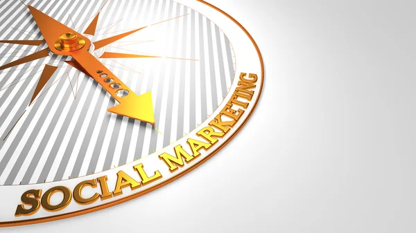 Sociale marketing op wit-gouden kompas. — Stockfoto