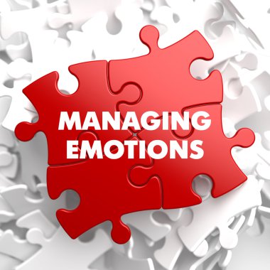 Managing Emotions on Red Puzzle. clipart