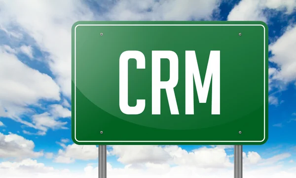 CRM em Green Highway Signpost . — Fotografia de Stock