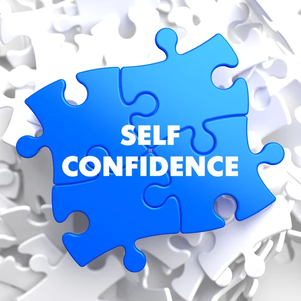 Self Confidence on Blue Puzzle. — Stock Photo, Image