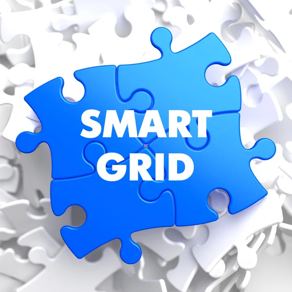 Smart grid på blå pussel. — Stockfoto