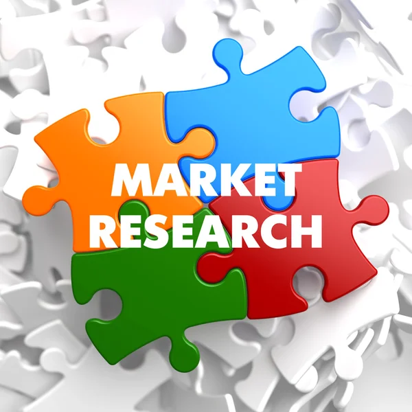 Investigación de mercado sobre rompecabezas multicolor . —  Fotos de Stock