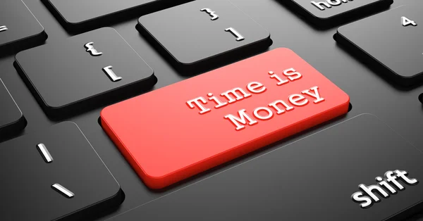 El tiempo es dinero en el botón rojo del teclado . —  Fotos de Stock