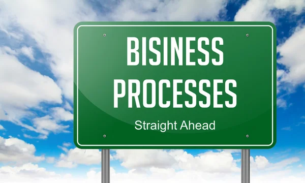 Processos de negócios em Green Highway Signpost . — Fotografia de Stock