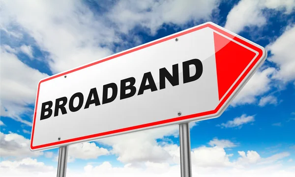 Broadband  on Red Road Sign. — Stock Photo, Image