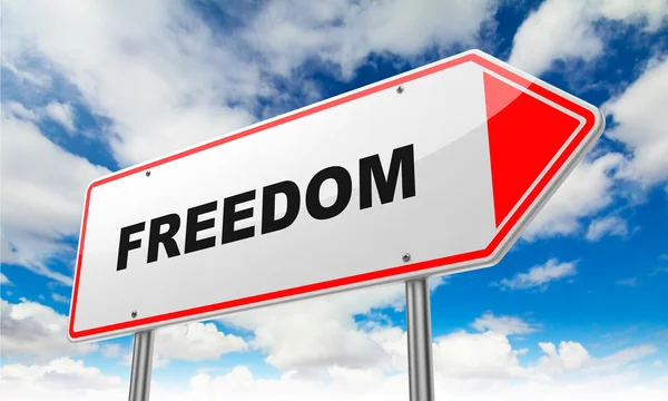 Freedom on Red Road Sign. — Stock Photo, Image