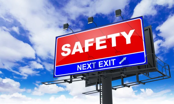 Safety Inscription on Red Billboard. — Stock Photo, Image