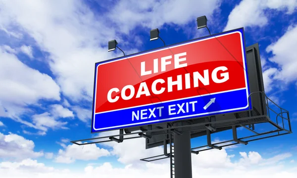 Liv coaching inskription på röd skylt. — Stockfoto