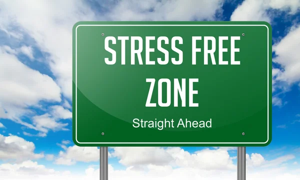 Stress Free Zone on Highway Signpost. — Stock Photo, Image