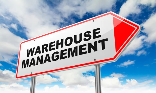 Warehouse Management warehouse management op rode verkeersbord. — Stockfoto