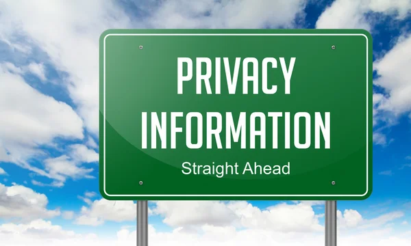 Prywatność informacji na autostradzie drogowskaz. — Zdjęcie stockowe