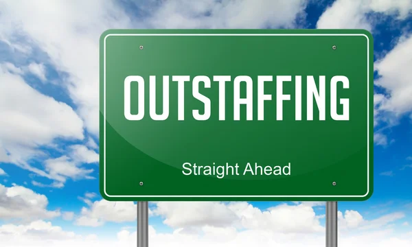 Outstaffing on Green Highway Signpost. — Stock Photo, Image