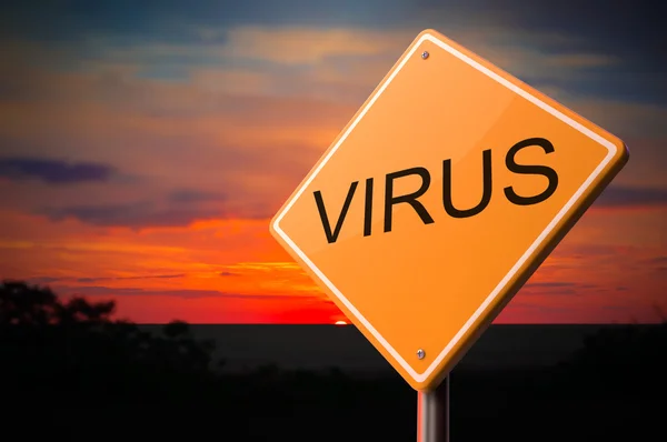 Virus auf Warnschild. — Stockfoto