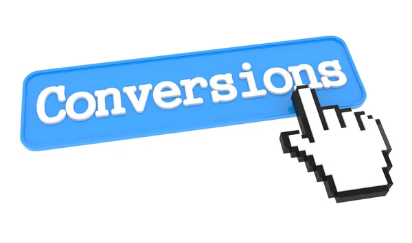 Conversions Button with Hand Cursor. — Stock Photo, Image