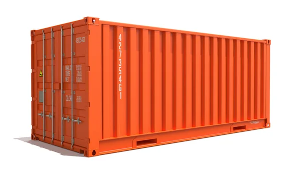 Beyaz izole turuncu kargo konteyner. — Stok fotoğraf
