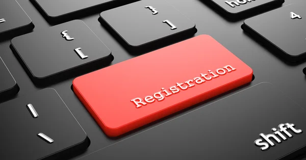 Registratie op rode toetsenbord knop. — Stockfoto